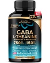 GABA L-Theanin 900 mg - Made in USA - Magnesium | Vitamin B6 - Kalm, Schlaf, Entspannung & Stimmung Unterstützung - 750 mg Gamma AminoButyric Acid, 150 mg L-Theanin - Non-Habit Forming, Vegan - 240 Kapseln