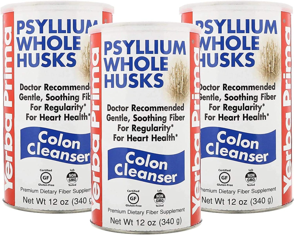 Yerba Prima Psyllium Husk, 12 Unze (Pack von 3) - Ganze Husk Faser-Ergänzung für Regelmäßigkeit, Colon Cleansing, Natürliche Unterstützung für Gut Gesundheit, Non GMO, Glutenfrei, Vegan, keine Süßungsmittel