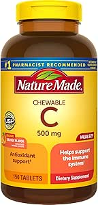 Természet készített rágható C-vitamin 500 mg tabletta, 150 Számérték mérete, hogy segítse az immunrendszer (csomag 3)