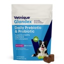 Vetnique Glandex Daily Probiotics for Dogs with Prebiotics to support Gut Health with Fiber and Digestive Enzymes, Probiotic Chews oder Powders (30ct Chews, Bacon Chews)