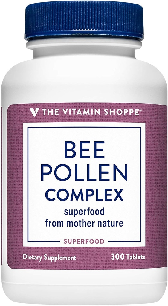 The Shoppe Bee Pollen Complex 1000 MG, Superfood with Bee Propolis and Royal Jelly, Seasonal Immune System Support (300 tabletta)