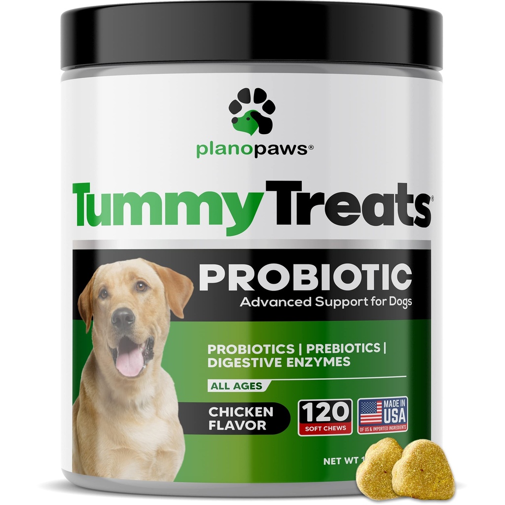 Probiotics for Dogs Digestive Health - Dog Probiotics and Digestive Enzymes - Allergy Relief für Hunde - Probiotic for Dogs Gut Health - Puppy Probiotic Tummy Treats - 120 Dog Probiotic Chews