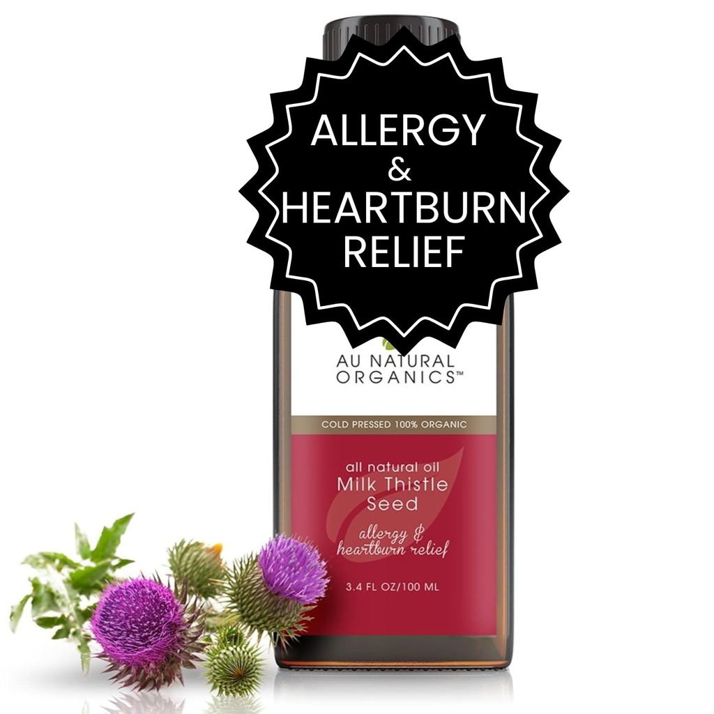 Au Natural Organics Milk Thistle Seed Oil Cold Pressed Organic | Milk Thistle Supplement for Liver Support, Boost Immune Health, Digestive Health, Knochengesundheit, Haut und Gehirn Gesundheit 3.4 fl oz