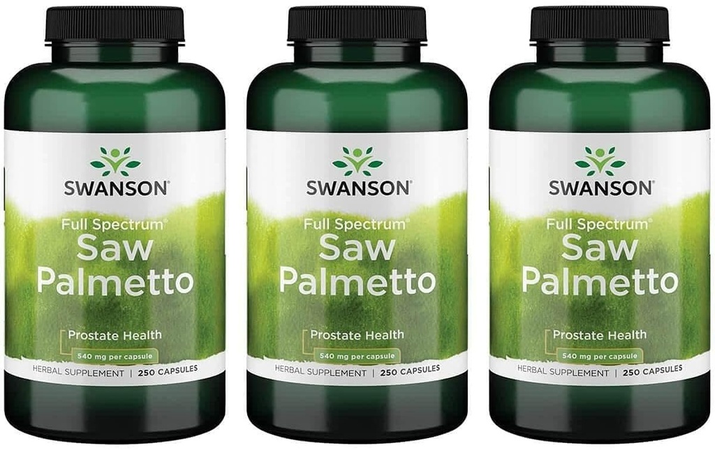 Swanson Saw Palmetto - Kräuter-Ergänzung Förderung männlicher Prostata-Gesundheitsunterstützung - Natürliche Haar-Ergänzung und urinärmedizinische Unterstützung (540 mg 250 Kapseln) (3 Packung)