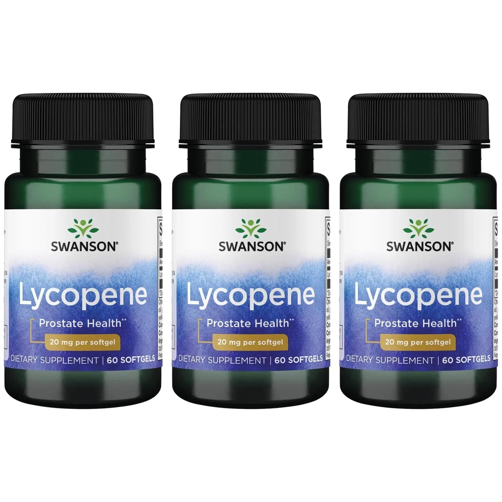 Swanson Lycopene - Natürliche Ergänzung Förderung Prostata Gesundheit, Herz Gesundheit, & unterstützt Blutdruck innerhalb der normalen Reichweite - Mens Health Supplement - (60 Softgels) 3 Pack