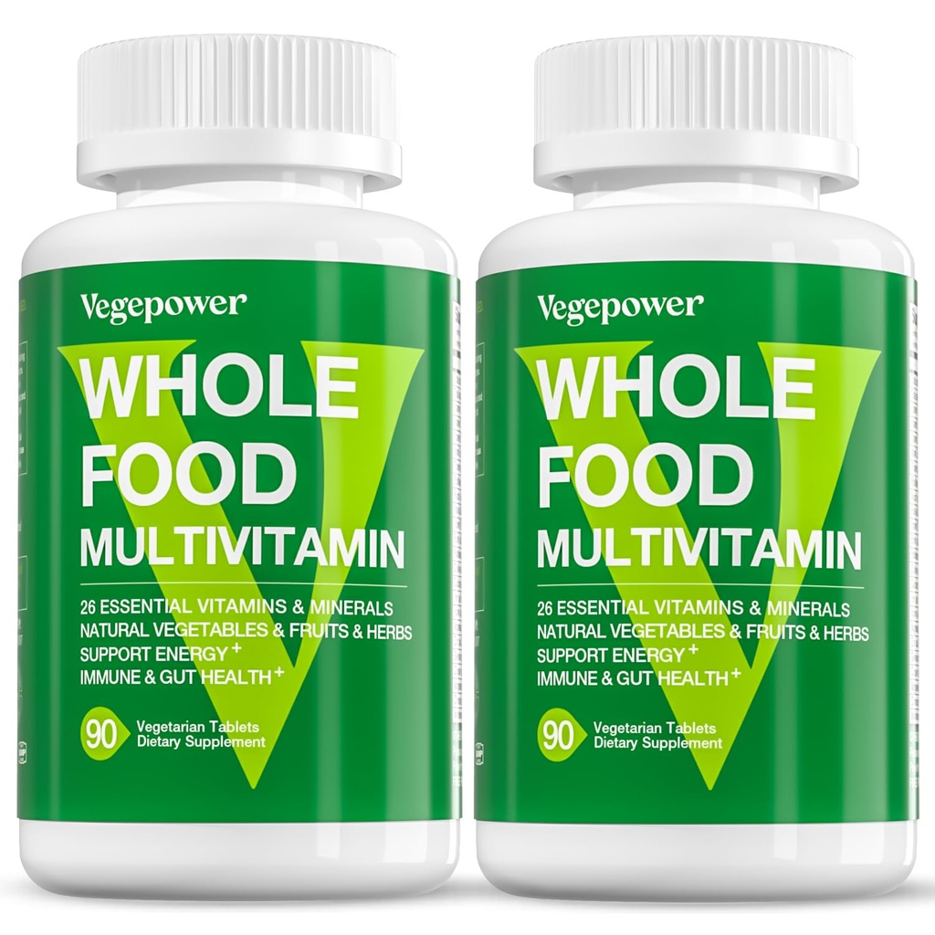 Vegan Whole Food Multivitamin for Men, Methylated Multivitamin for Men and Women, Organic Fruit and Veggies Supplement, Herb & Mushroom Blend, Plant Omegas, All Natural, Non-GMO, 180 Count