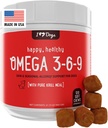 iHeartDogs Omega 3-6-9 für Hunde - Skin and Coat Fish Oil Supplement für Hunde mit Pure Antarctic Krill Oil - Allergy & Itchy Skin Relief Chews, 120 Count
