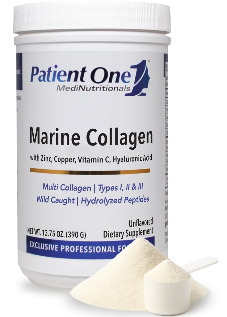 Patient One Marine Collagen | Pulver-Ergänzung zur Bereitstellung Ganzkörper-Unterstützung* | mit Arten 1, 2 und 3 Collagen, Plus Collagen Cofactors | 13.75 Unze