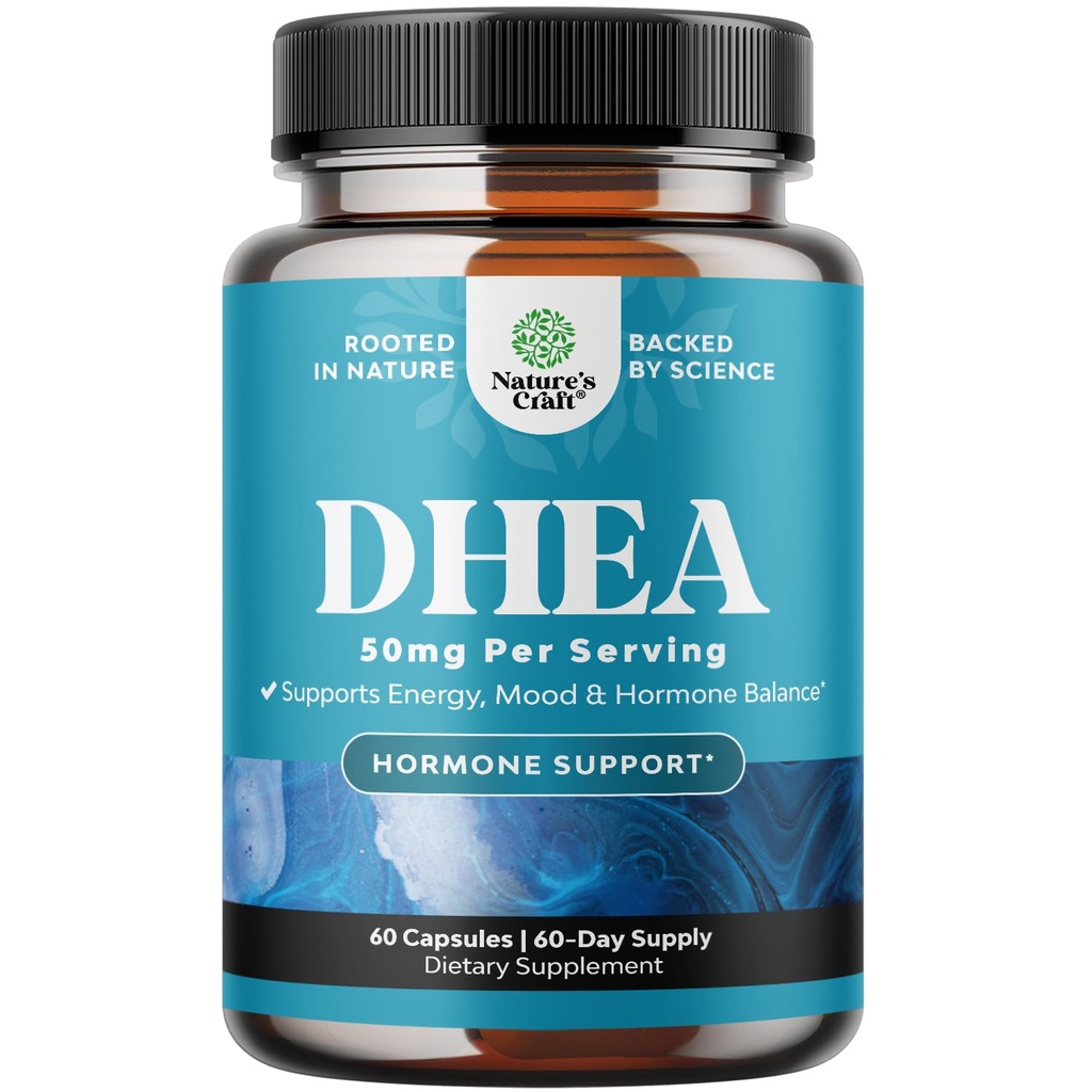 DHEA-Ergänzung für Frauen & Männer - Pure DHEA 50mg für Hormone Balance, verbessert Moodstabilität, Gehirnfunktion, Immunsystem, Energie & Fertilität - Dehydroepiandrosterone Kapseln für Erwachsene - 60 Ct