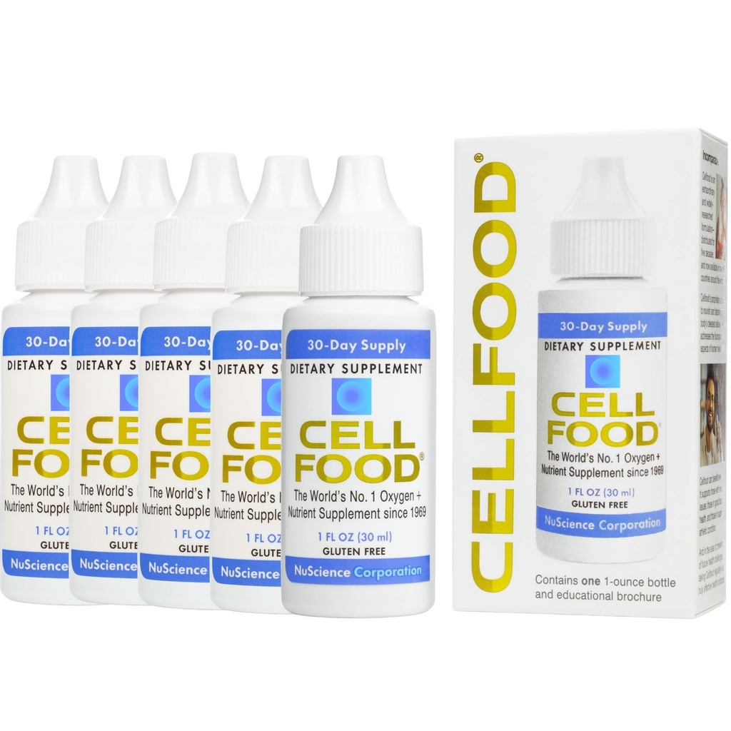 Cellfood Oxygen Boost - 1 fl oz, 5 Pack - Liquid Oxygen Supplement for Lymphotic Draqueration, Altitude Betegség, Jet Lag, Fáradtság, Headaches, Horgovers & Energy - Gluten Free, Cert. Kosher