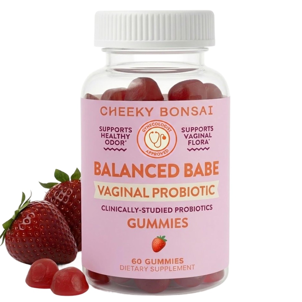 Cheeky Bonsai, Vaginal Probiotic Gummis für Damen - Balanced pH, Gesunder Odor und Flora Support - 5 Billion CFUs - Juicy Erdbeer Flavor, 60 Count