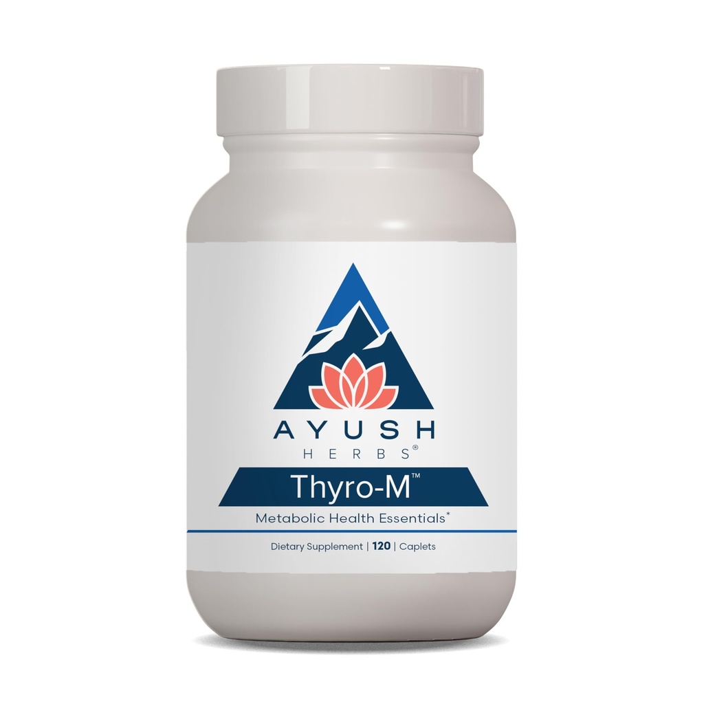 Ayush Herbs Thyro- M - Pajzsmirigyek támogatása nők és férfiak számára, Pajzsmirigy egészség, Thyroid Care L Tyrosine, Ashwagandha, Kelp, Natural Energy Support - 120 vegetáriánus kapszula (1 gróf)