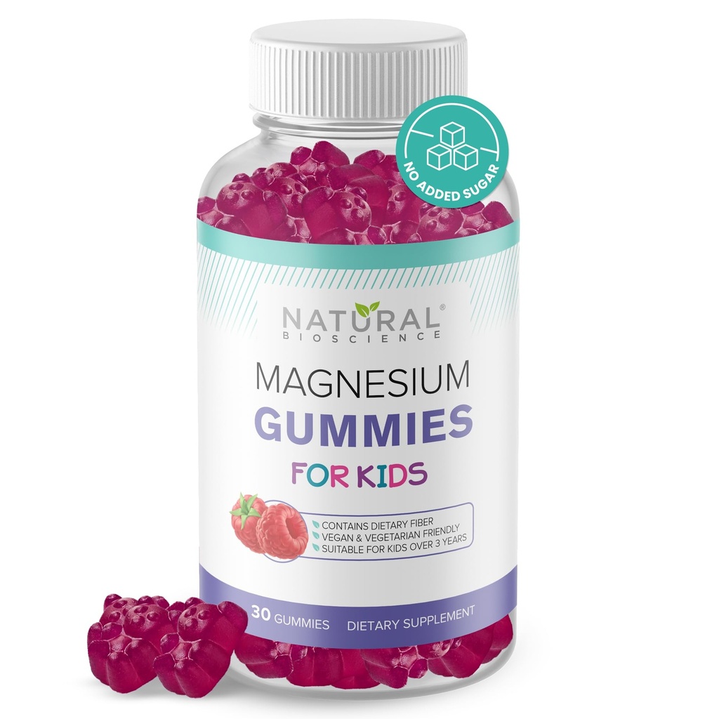 Sugar Free Magnesium Gummies for Kids - Calm & Sleep Support Chewable Kids Magnesium Supplement, Sleep Aid, Anti-Stress, Bone Health, Muscle Relaxation, 30 Vegan Non-GMO Gluten-Free Gummies