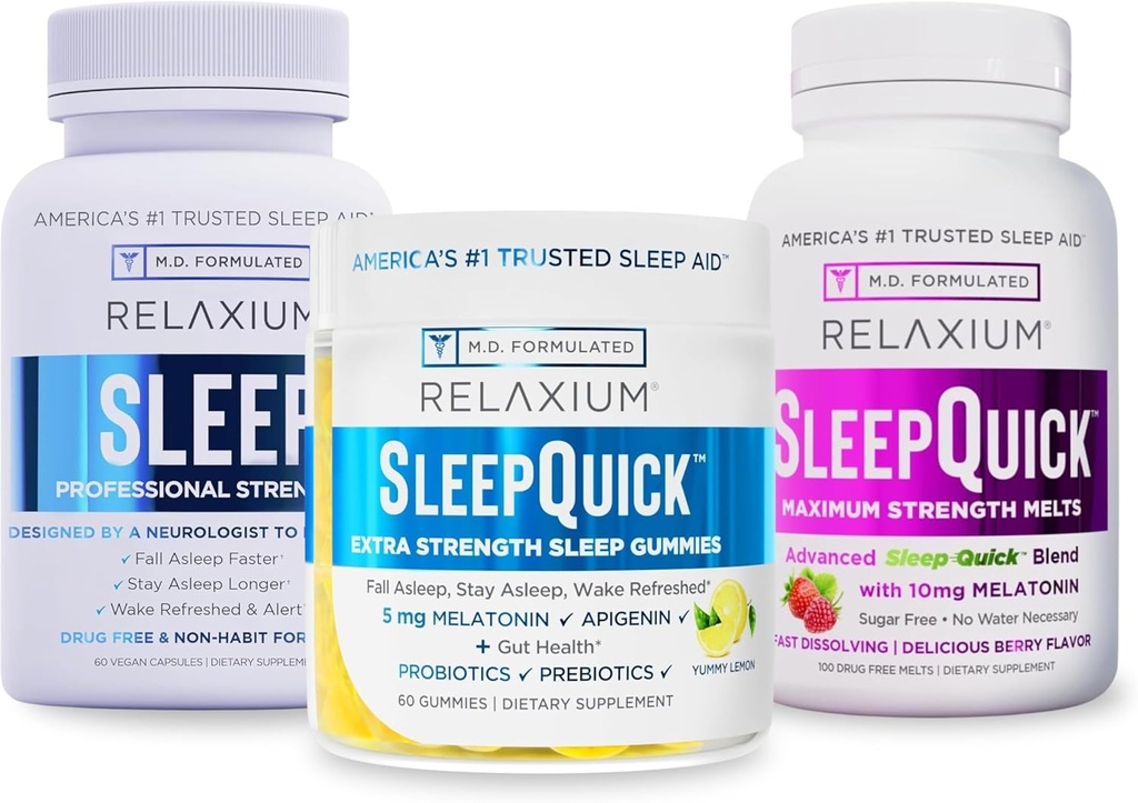 Relaxium sleep - 124; 60 kapszula + alvó gyors olvadás + gumik (családi csomag alvó köteg)
