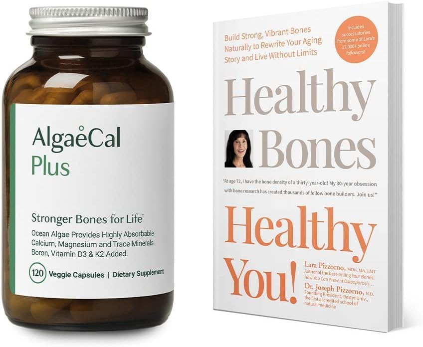 ALGAECAL Bundle Kalzium-Ergänzung für Frauen und Männer Vitamin D3 & K2, Magnesium und Buch von Lara Pizzorno Gesunde Knochen Gesunde Sie, Knochengesundheit zu erhöhen, 1-Monats-Versorgung