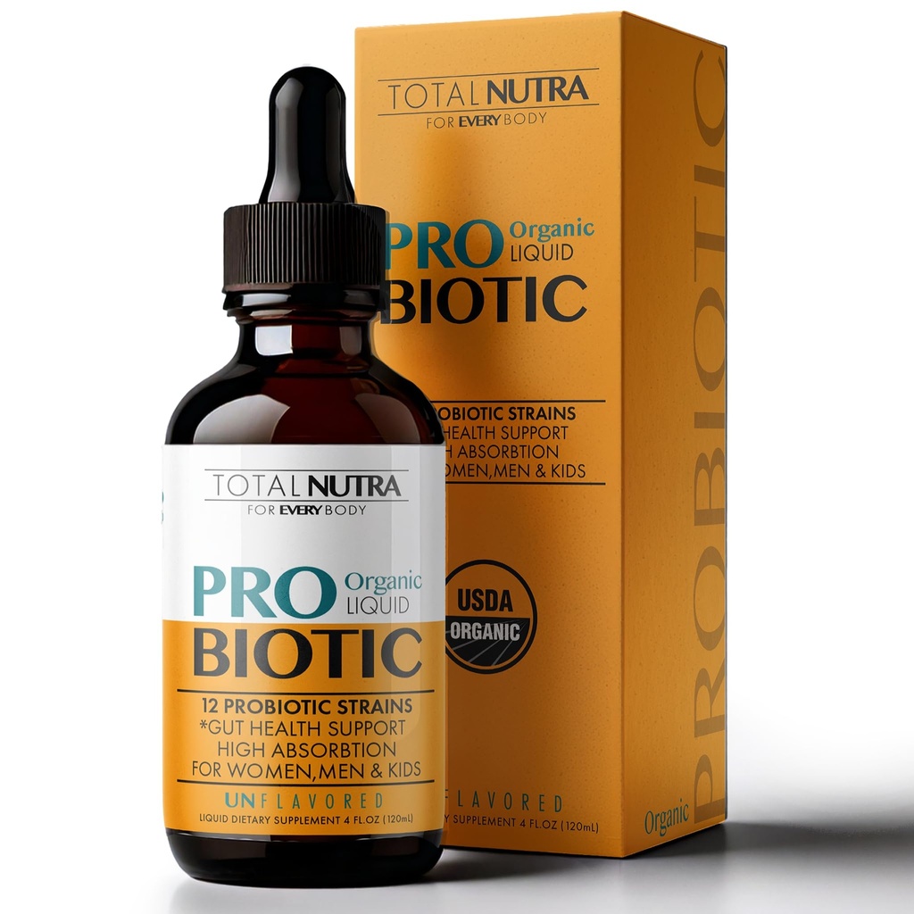 Folyékony probiotikus nők, férfiak, gyerekek, Toddler probiotikumok: USDA Szerves probiotikumok, Vegán Probiotikumok és Alfalfa Blend + Acidophilus a Gut Health, Tejes glutén Cukor mentes, Non-GMO Orális probiotikumok