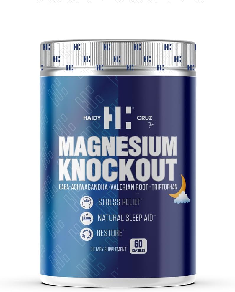 Haidy Cruz Fit Magnézium-citrát - Természetes alvástámogatás és hangulatfokozó kiegészítés - Metabolikus támogatás, Immunitási Boost Ashwagandha Powder (60 kapszula)
