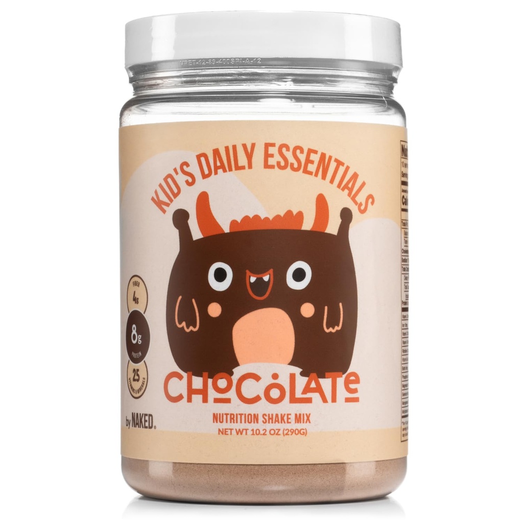 NAKED Chocolate Kids Daily Essentials, Kids Protein Shake Made with Organic Milk, 6 Organic Vegetables, 25 Vitamins and Minerals, No Artificial Sweeteners, Flavors, Colors or Preservatives