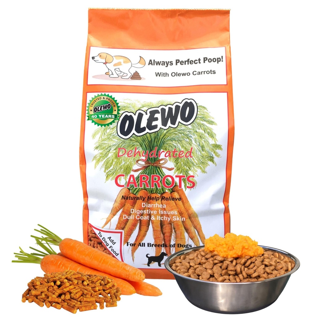 Olewo Original Karotten für Hunde – Fiber for Perfect Poop, Dehydred Dog Food Toppers for Picky Eaters, Natural Skin & Coat Support, Multivitamin, Probiotics for Digestive & Gut Health, 1 lb