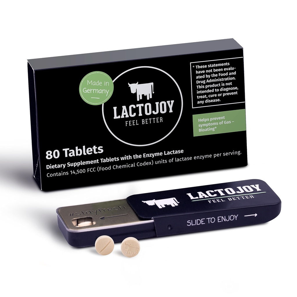 LactoJoy Laktáz Pills 14,500 I 80 Pieces I Powerful Lacase Enzimes for Laktóz Intolerancia I Ultra Tiszta laktáz a jobb emésztéshez I Nincs szilícium-dioxid, nincs mesterséges aroma, nincs szukralóz