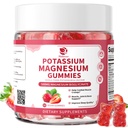 Magnézium-kálium-kiegészítő gumik - New Formula-nyugalom Magnézium-glicinát Gummies & Kálium-citrát 200 mg Plus Omega 3, B6, D3, K2 & Kalcium Zzz, Leg Cramps & Muscle - 120
