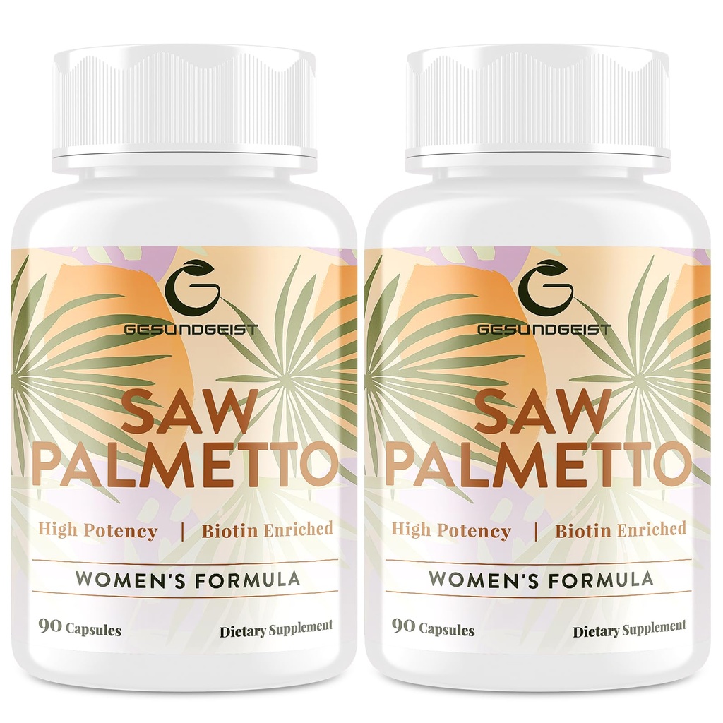 Saw Palmetto for Women Hair Loss - DHT Blocker mit 5-in-1 Blend for Hair Growth, Skin & Nails, Urinary Wellness - Extra Strength Saw Palmetto Supplement - 180 Kapseln