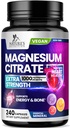 Magnesium Citrat Ergänzung Pillen 1000mg - 3X Stärke Magnesium Ergänzungen für Knochen, Muskel, Herz, Natur Schlaf Unterstützung für Männer & Frauen, Vegan Mag Mineral, Non-GMO, Bottled in USA, 240 Kapseln
