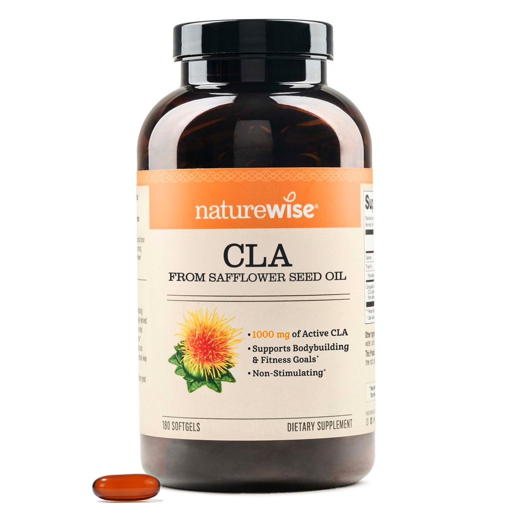 NatureWise CLA 1250 - Conjugated Linoleic Acid Supplement für Damen und Herren, nicht stimulierend, Unterstützt gesundes Gewicht, Fitness-Ziele - Non-GMO, Glutenfrei - 180 Softgels[2-Month Supply]