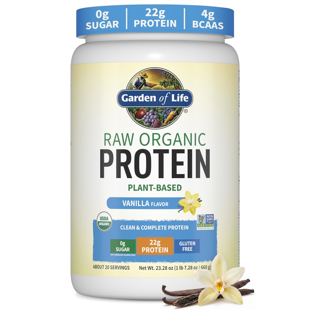 Garden of Life Raw Organic Protein Powder, Vegan, Vanilla, 20 Servings