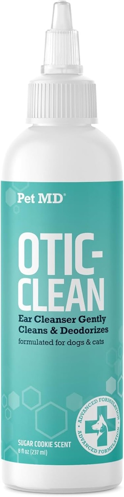 Pet MD Cat & Dog Fül Cleaner - Otic Ear Solution for Dogs - Pet Ear Cleaner - Cat Far Cleaner Liquid - Cat & Dog Cleaning Supplies - Sugar Cookie Incent - 8 oz.