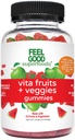 FeelGood Superfoods Vita Fruits and Veggies Supplements, Multivitamin Fruit and Vegetable Gummies, 25 Obst und Gemüse, Wassermelone und Apfelschmack, Vegan, Non-GMO, 60 Count