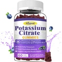 Kálium citrát gumik - Kálium kiegészítés az izom egészség, Leg Cramp Relief & Electrolyte Balance, Vegan, Non-GMO, gluténmentes, Áfonya aroma, 60 gróf