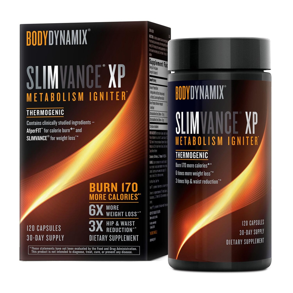 Slimvance XP Metabolizmus Igniter, Botanikus Diet Support, Advanced Thermogenic, Burn More Calories, Súly & Fat Loss, Energy, Focus, a férfiak és nők, Proven Ingredients & koffein, 120 Count, 30 SVG