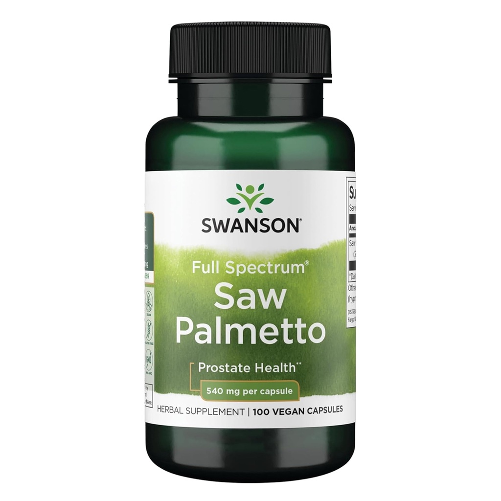 Swanson Saw Palmetto - Kräuter-Ergänzung Förderung männlicher Prostata-Gesundheitsunterstützung - Natural Hair Supplement & Urinary Health Support - 540 mg 100 Kapseln