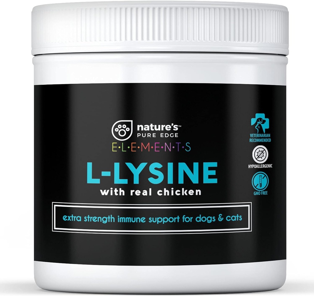 L-Lysine Pulver für Katzen und Kätzchen, Huhn Flavored Lysin Ergänzung für Katzen und Kätzchen und Hunde zur Unterstützung Immungesundheit, normale Augenfunktion und Atmungsgesundheit, extra große 125 Gramm.