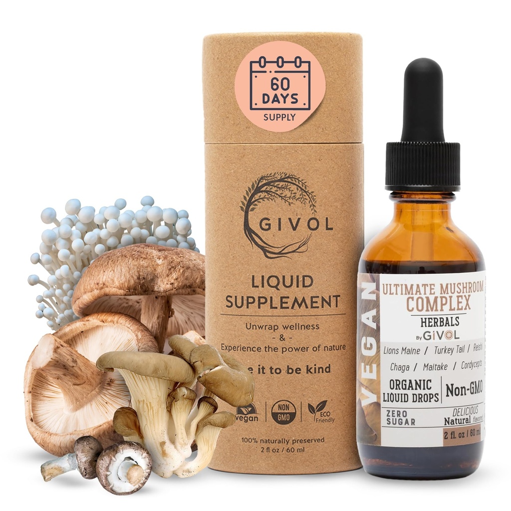 Ultimate Immune Mushroom Complex Liquid Tropfen: Dynamische Kräutermischung für Enhanced Performance & Energy, Fresh Lion's Mane, Reishi, Chaga Extrakte, Vitamine, 60 Tage Versorgung