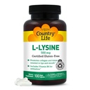 Country Life L-Lysine 500mg mit B-6, unterstützt Immungesundheit, fördert Collagen Renewal in Lips and Mouth, 100 Vegan Kapseln, Certified Gluten Free, Certified Vegan