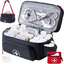 BAGSFY Travel Medicine Bag Organizer Mini Medication Bag, Double Layers First Aid Kit Üres, Lockable Pill Bottle Organizer for Home, Big Medication Storage, Travel Pressure Carriing Case.
