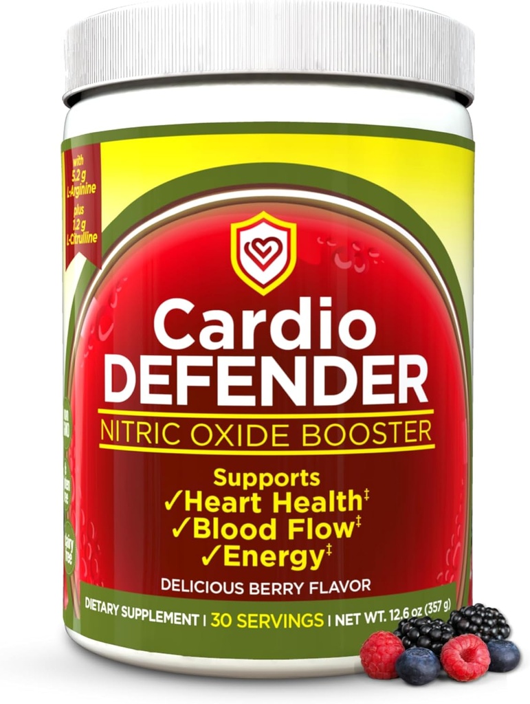 Nitric Oxid Booster Powder – L-Arginin 5,200mg + L-Citrulline 1,200mg – Herz-Gesundheits-Getränk-Mix - Herz-Gesundheit, Blutfluss, Energie, Ausdauer - L-Arginin-Pulver mit Berry Flavor
