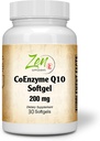 Zen kiegészítők CoEnzyme Q10 200mg - Coq 10 E-vitamin olaj - antioxidáns támogatás, szív-egészség, energia, egészséges koleszterin - Non-GMO & Gluten Free 30- Softgel