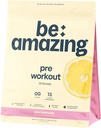 BE AMAZING Pre Workout Powder, Vegan Ergänzung mit 125mg Natürliche Koffein, Ashwagandha und Adaptogene, Sugar Free Drink Mix für Männer und Frauen, Glutenfrei, Non GMO, Pink Lemonade, 30 Portionen