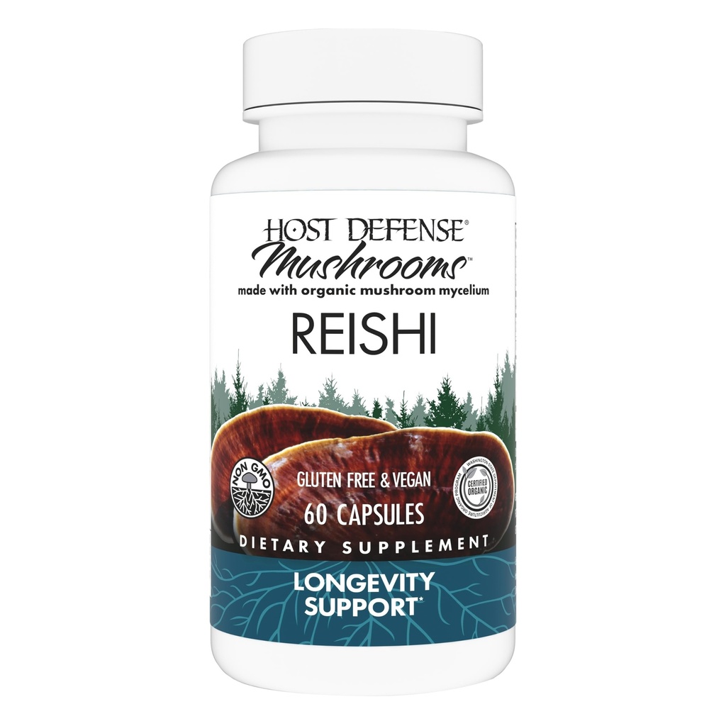Host Defense Reishi Kapseln - Herz-und Immun-Gesundheits-Ergänzung - Pilz-Ergänzung zur Unterstützung von Energie und Vitalität - Reishi-Ergänzung zu Aid Gesamt-Well-Being - 60 Kapseln (30 Portionen)*