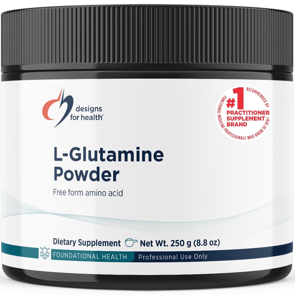 Designs für vegetarisches L-Glutaminpulver - reines 3000mg Aminosäurepräparat - fördert Muskelerholung, Darm + Immununterstützung - Nicht-GVO-Gluten-freies Getränk Add-in (83 Portionen / 250g)