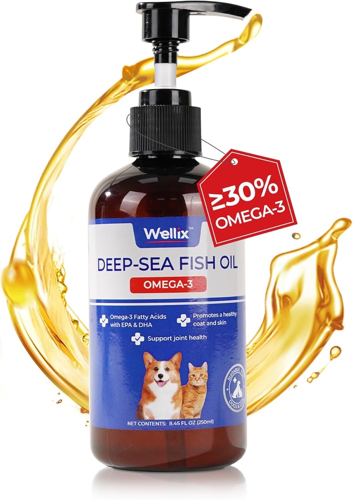 Wellix Omega 3 Fischöl für Hunde, besser als Lachsöl für Hunde, Dog Fish Oil Supplement, Pet Skin and Coat Supplement, fördert Herz, Joint & Immune Health, EPA & DHA