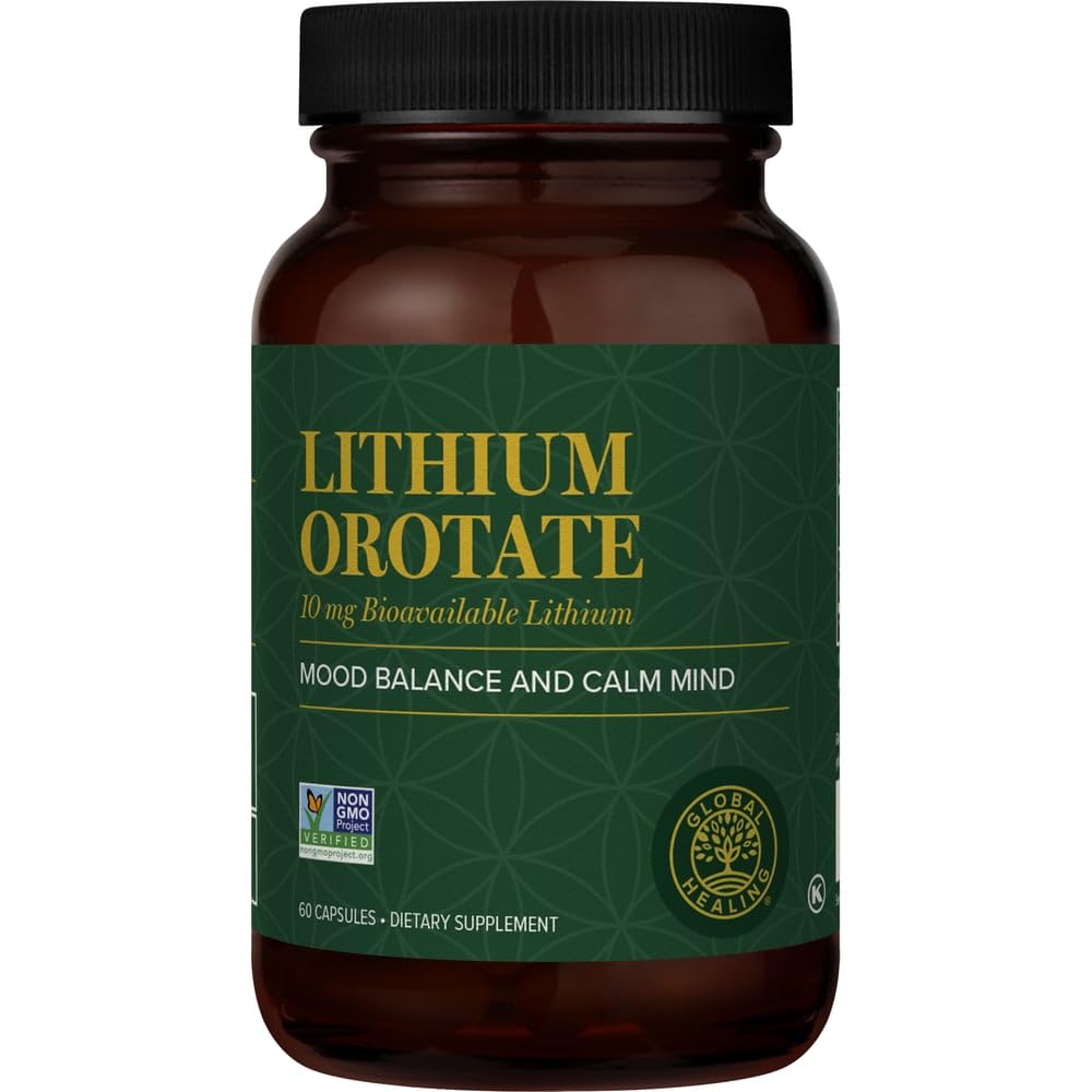 Global Healing Center - Lithium Orotate 10mg - Non-GMO, Glutenfrei, Vegan Friendly Brain Health Lithium Supplement zur Unterstützung von Stimmung, Funktion und Klarheit (60 Kapseln)