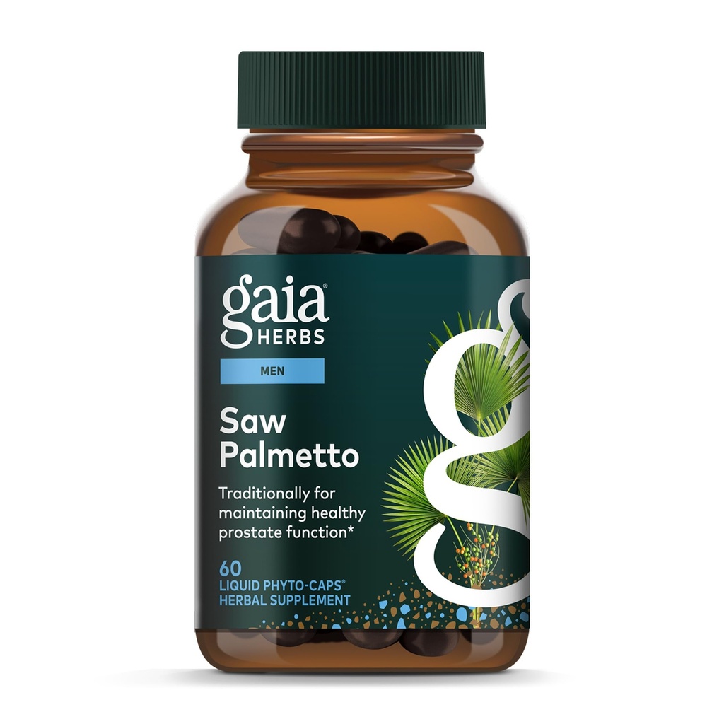 Gaia Herbs Saw Palmetto - Unterstützt gesunde Prostata-Funktion für Männer - Enthält Saw Palmetto und Sonnenblume Seed Lecithin Männergesundheit zu unterstützen - 60 Vegan Liquid Phyto-Capsules (30-Day Supply)