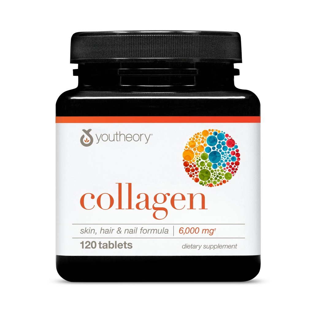 Youtheory Advanced Collagen - 6.000 mg - mit Vitamin C & Aminosäuren - für Haarwachstum, Haut und Nägel* - Unterstützt Gelenk-, Knochen- & Muskel-Gesundheit* - für Frauen und Männer - 120 Tabletten (20-Day Supply)