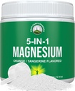 5- in- 1 Magnézium por ital nőknek és férfiaknak. Magnézium glicinát + citrát + malát + kelát + taurát. Nagy ízű vegán kiegészítés izomrelaxáció, alvás, görcsök. Narancssárga aroma