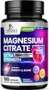 Magnesium Citrat Ergänzung Pillen 1000mg - 3X Stärke Magnesium Ergänzungen für Knochen, Muskel, Herz, Natur Schlaf Unterstützung für Männer & Frauen, Vegan Mag Mineral, Non-GMO, Bottled in USA, 180 Kapseln