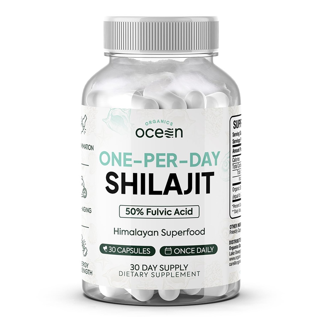 Bios Ocean One-Per-Day Shilajit für Männer und Frauen - Natürliche Shilajit Ergänzung für Alter-Defying, Knochenstärke, Hormonunterstützung und mehr - 30 Shilajit Kapseln